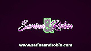 SARINAANDROBIN Blonde Trans in Pink Bikini Rides Dildo