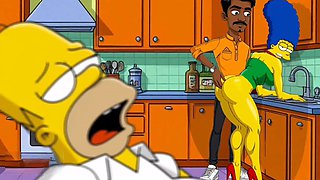 Animated cartoon, cheating housewife, marge simpson
