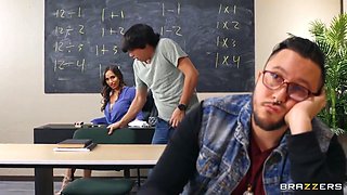 Ricky Spanish And Desiree Night - A Busty Teacher Catches A Guy Jacking Off In Class A