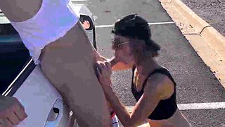 Blonde Spit-Roasted by Two Guys in Nevada Desert