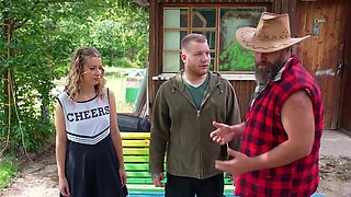 Tight cheerleader meets his stepdad and fucks him HARD