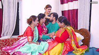 Desi Indian Thirki Husband fucks his all four wives at the same time and cumshot on face ( Hindi Audio )