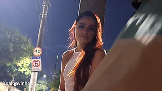 Risky Masturbating At The Bus Stop Next To The Beautiful Stranger!