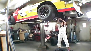 Vintage Gianna Michaels big tits at the car shop