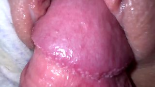 Hot penetration into a wet pussy and cum on a dirty pad.