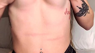 Thick exotic redhead Kat with big 36F boobs masturbates