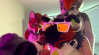Two amateur gals threesome with stranger