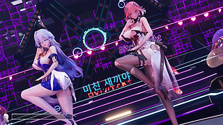 Dance Pop Mashup Roaring Tide Battle Twin Butt Plug Thrusting Explosive Breasts