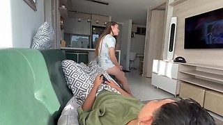 Blonde Step-Daughter Seduces Me with Blowjob