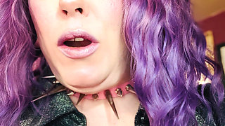 Purple Haired Smoking Goth Tina Snua Smokes Close Up - Coughing Smoke Drifts OMI OME Snap Inhales