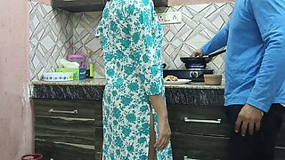 Beautiful Indian Step Mom Pussy and Ass Fucked Hard by Step Son While He Is in Kitchen to Seducing