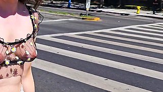 sheer top on busy street