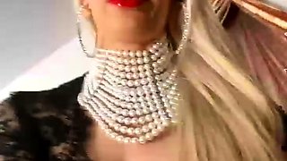 Blonde with Big Boobs Gives Blowjob to Her Dildo on Liv more