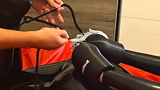 Latex Girl Having Massive Orgasm with Huge Dildo While Bound and in Full Latex Cover and Ballet Heels!