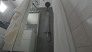 Tight Hairy Pussy Pissing in the Shower