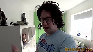 Nerds threeway with sexy fit brit