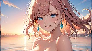 Pastel Reflections: a Beautiful Young Woman with Soft Skies in Her Eyes