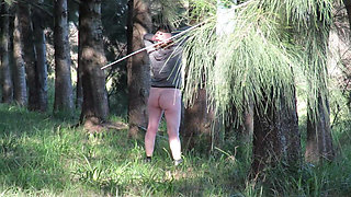 Patricia and Her Ass Walks Among the Pines