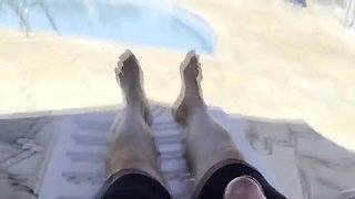 Big Booty MILF Jane R Helps Me Cum By Public Pool - Outdoor Handjob & Big Natural Tits