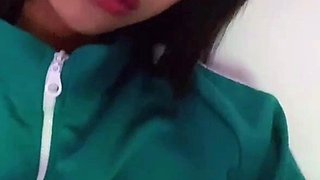 Big tit shemale jerks her long cock