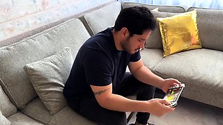 cuckold drinks other's cum directly from his wife's ass