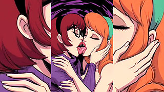AI Toon Lesbian Super Sluts - Tongue Kissing Humping Group Softcore