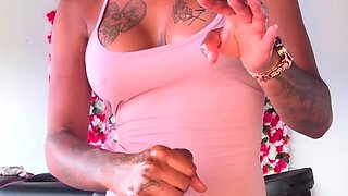 Big boobs blonde whore massages big cock with her cunt