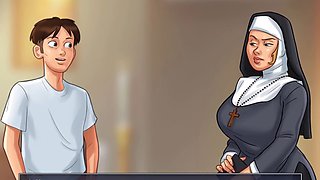 Nasty man sausage and a hot nun in a public escapade