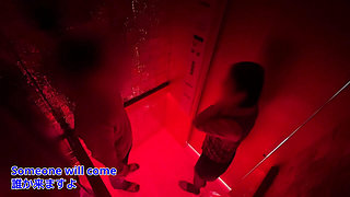 Elevator Sex. Office Building on a Holiday. a Man and a Woman Meet for the First Time and Have Sex, Creampie.