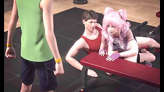 Horney pink babe gets it on in the gym in the Genesis Order's animated sex scene