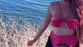 Artemisia Love Being Sexy Outdoor by the Ocean and Flashing Her Perfect Big Tits