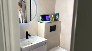 Amateur Brunette Murmuriel Shower Solo - Big Natural Tits POV Dildo Masturbation