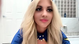 Bathroom selfies in flight attendant outfit