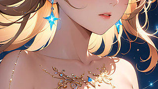 Celestial Aura - Ai Girl with Floating Constellations Orbiting Her Face