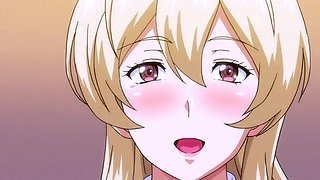 Innocent anime lady lets her lover in for the first time