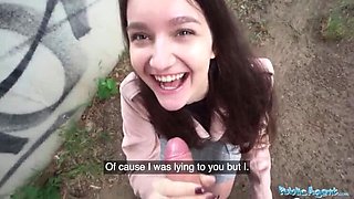 Public Agent & College Brunette: Real Teen Art Student, 19, Shyly Sucks & Studies Big Dick Outdoor for Cash