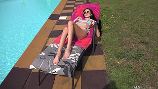 Alyssa Bounty's Brunette Poolside Toy Play Sparks POV Heat