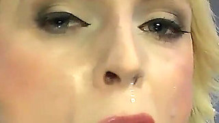 Blonde Slut’s First Ggg Bukkake - Face Covered in Cum After Riding
