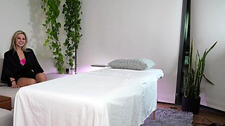 Small tit massage girl Ivy rubs her pussy
