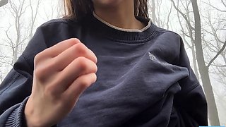 Big-Titted Teen Masturbates in the Forest