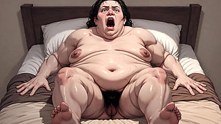 Horny Obese BBW Masturbates Her Hairy Wet Pussy - Big Belly Solo Play