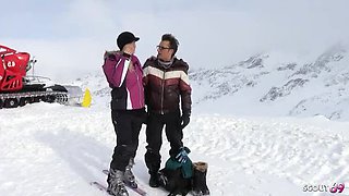 German MILF Julia Pink Public Ski Lift Blowjob - Risky Outdoor Sex with Conny Dachs