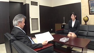 Office babe suits horny boss in Japanese porn play