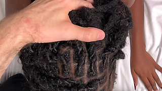 Huge Cumshot on a Pretty Ebony Girl's Body - POV Video
