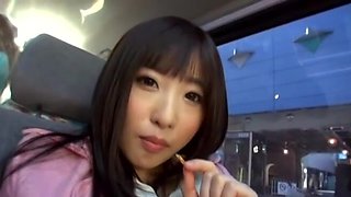 Small boobs Asian amateur Arisa Nakano gets pleasured in the car