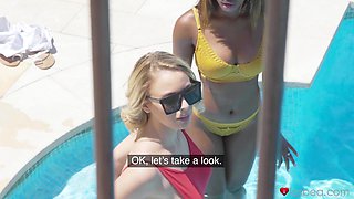 Horny Interracial Latina Swimsuit Lesbian Babes