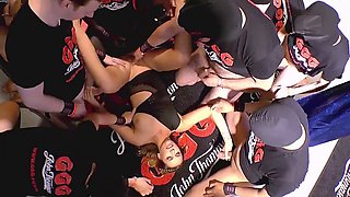 Bukkake compilation with Ashley Cumstar, Khadisha Latina, Ani Black Fox, and Mistress Mira