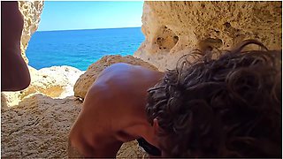Sucking A Big Dick While Exploring A Cave On The Beach In Portugal - Loira Gostosa