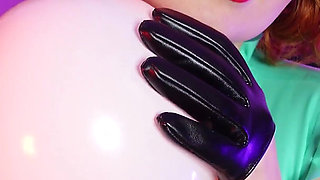 Airballoon latex fetish video, femdom POV humiliation