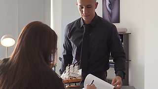 Horny Latina Boss Seduces Shy Assistant For Steamy Couch Romp